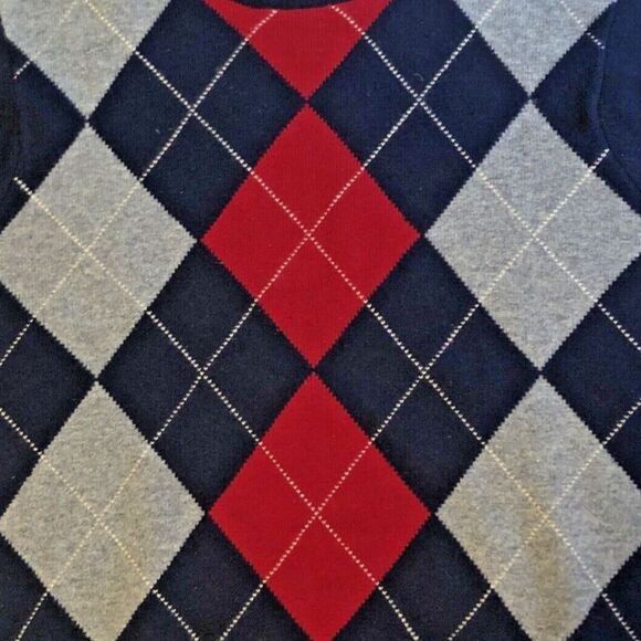 Club Room Lambs Wool Argyle Sweater Mens Size L VTG Crew Neck Ivy League Preppy - Picture 8 of 12
